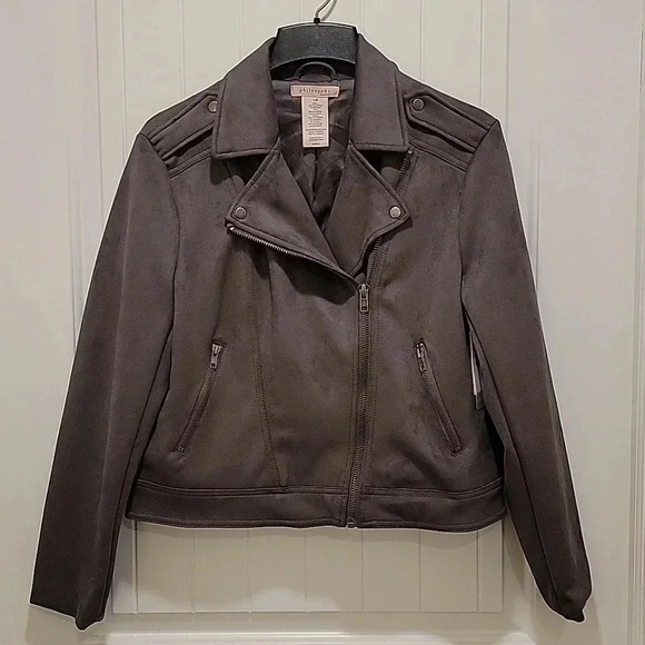 Philosophy Jackets & Blazers - Philosophy Grey Faux Leather Suede Jacket Size Large